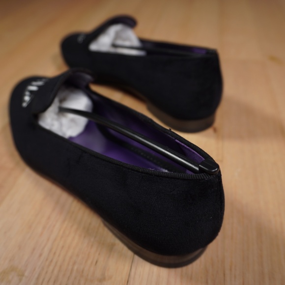 Ralph Lauren Purple Label Alonzo Deco Slipper Black Size 8B Velvet Brand New main image 5
